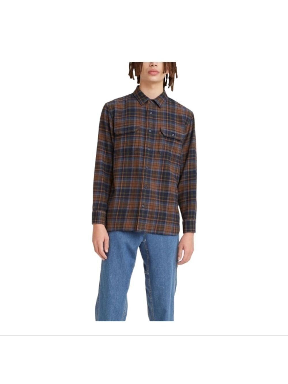 𝅺LEVIS Classic Fit Flannel Worker Shirt - Binsk Navy Blazer